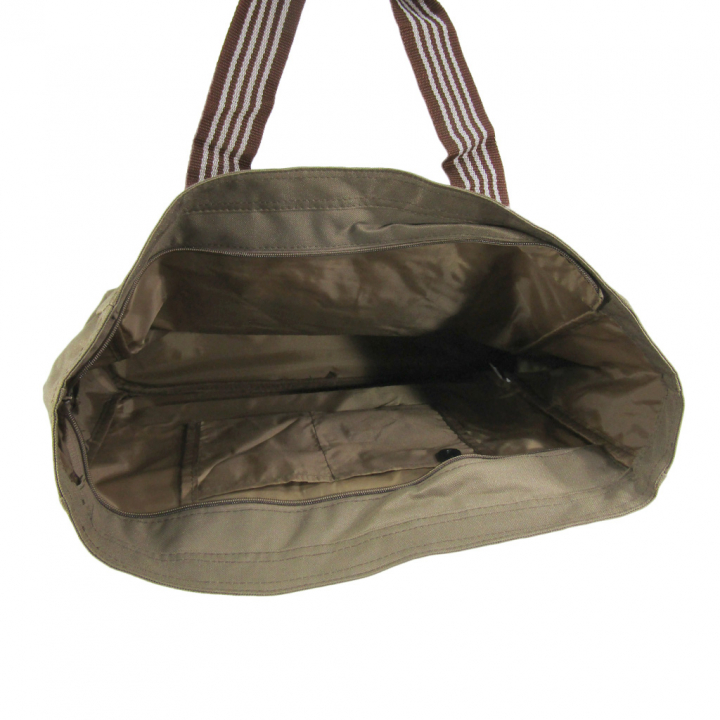 ファスナー付 ビッグ ラインベルト トートバッグ 全4色 |  A3 対応 肩掛け カジュアル 大きい お稽古 レッスンバッグ 軽量  男女兼用 マチ付き シンプル 茶 ブラウン 3W57