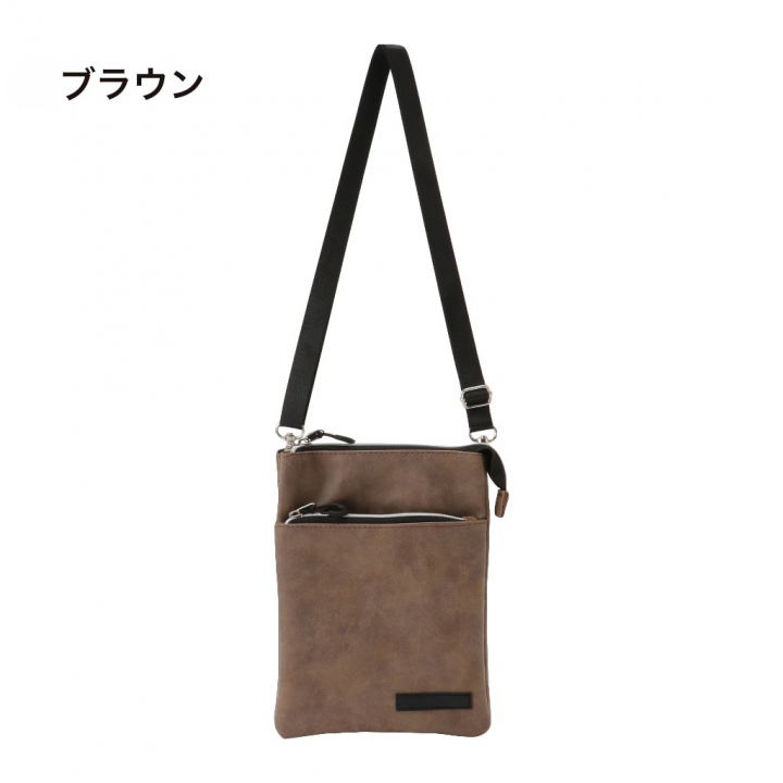 [CUBIC CORE キュービックコア] サコッシュ ショルダーバッグ 軽量 ショルダー 斜めがけ シンプル くすみカラー 薄マチ 収納力 大容量 茶 ブラウン 1E31