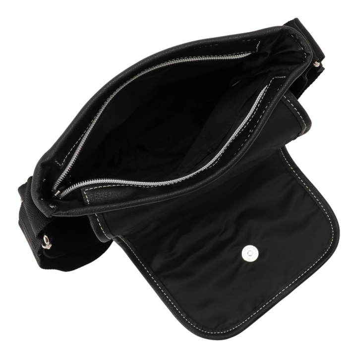 [CUBIC CORE キュービックコア] 縦型 フラップ ショルダーバッグ 合皮 軽量 ファスナー メンズ  黒 ブラック 1870