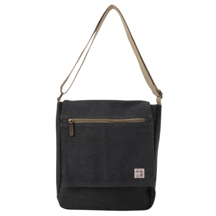  帆布工房 FLAP SHOULDER シリーズ ショルダーバッグ 全6色 | カジュアル 斜め掛け A4 ナチュラル シンプル 帆布 ショルダー トート トートバッグ ショルダーバッグ 通学 バッグ ショルダーバック メンズ  レディース 男女兼用 サブバッグ 01ブラック