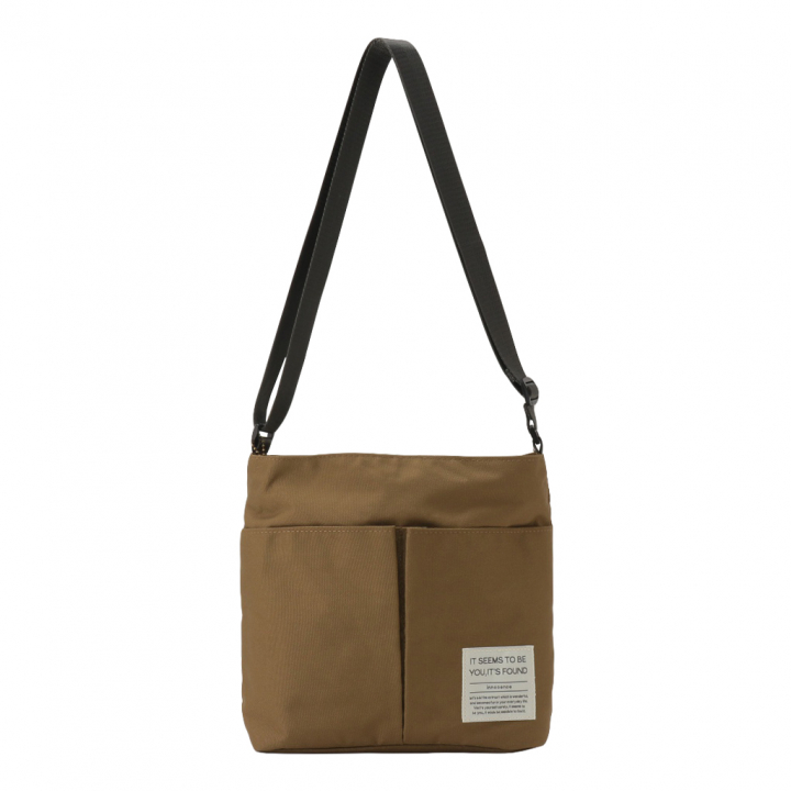 [ONE MILEシリーズ] ポーチ付き♪ 縦型 ショルダーバッグ | 軽量 ポケット充実 ファスナー開閉 男女兼用 シンプル 茶 ブラウン 4X48