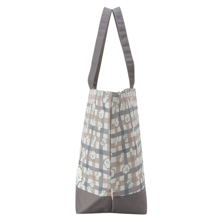 保冷バッグ トートバッグ 4WH7 [mama fiore マーマフィオーレ] Picoteeシリーズ ピコティ 保温保冷 もふもふ 犬 チェック柄 大容量 レジャー レディース ブラウン