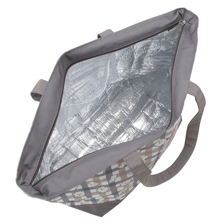 保冷バッグ トートバッグ 4WH7 [mama fiore マーマフィオーレ] Picoteeシリーズ ピコティ 保温保冷 もふもふ 犬 チェック柄 大容量 レジャー レディース ブラウン