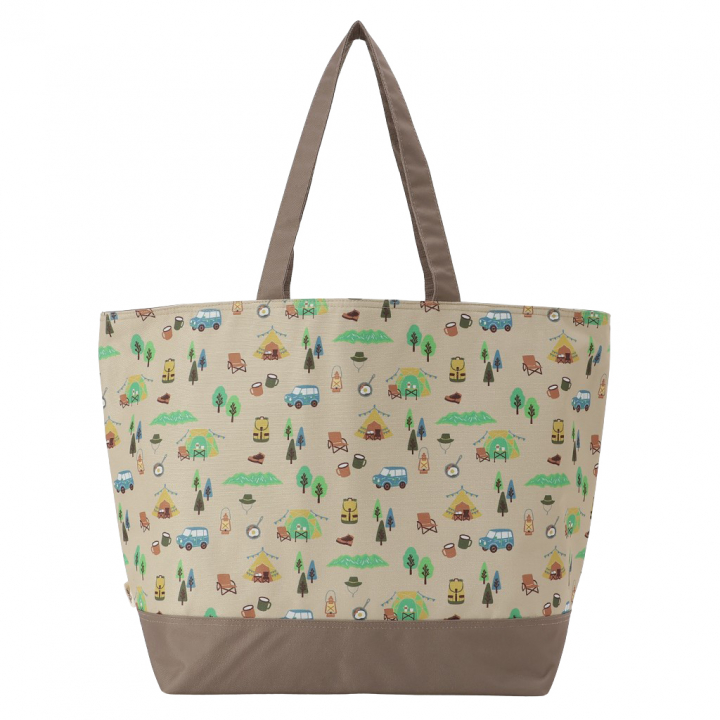 保冷バッグ トートバッグ 4WJ2 [mama fiore マーマフィオーレ] Picoteeシリーズ ピコティ 保温保冷 OUTDOOR柄 大容量 レジャー キャンプ レディース ベージュ