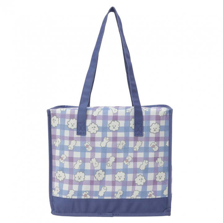  [mama fiore マーマフィオーレ] Picoteeシリーズ ピコティ BOX型 保温 保冷 トートバッグ 4WH6 保冷バッグ ボックス型 もふもふ 犬 チェック柄 かわいい レジャー レディース ブルー