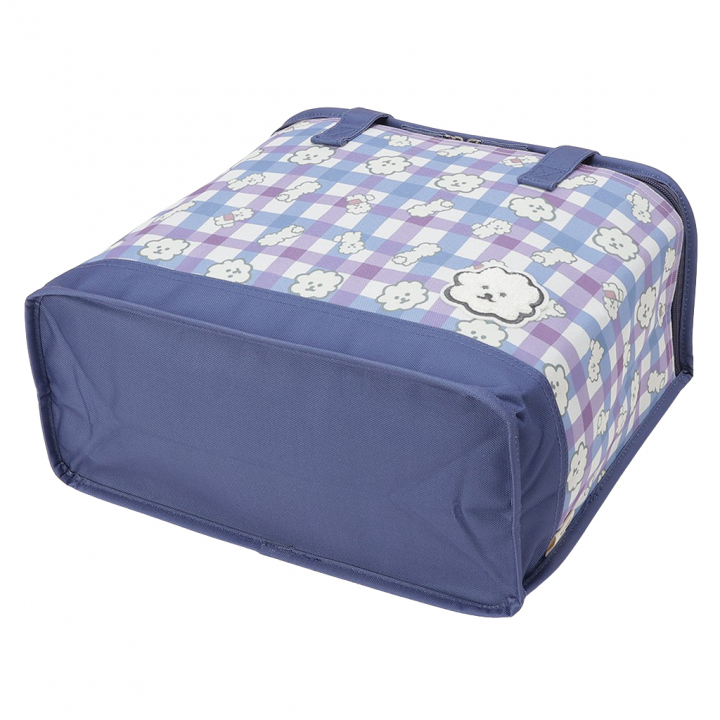  [mama fiore マーマフィオーレ] Picoteeシリーズ ピコティ BOX型 保温 保冷 トートバッグ 4WH6 保冷バッグ ボックス型 もふもふ 犬 チェック柄 かわいい レジャー レディース ブルー