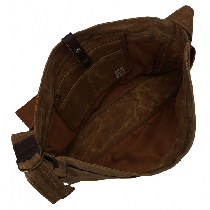 帆布工房 HUSKYII シリーズ 全３色 | B4対応 帆布ショルダーバッグ パラフィン加工 撥水 天然素材 帆布 キャンバス 旅行 通学 男女兼用 タブレット 茶 ブラウン 3X27