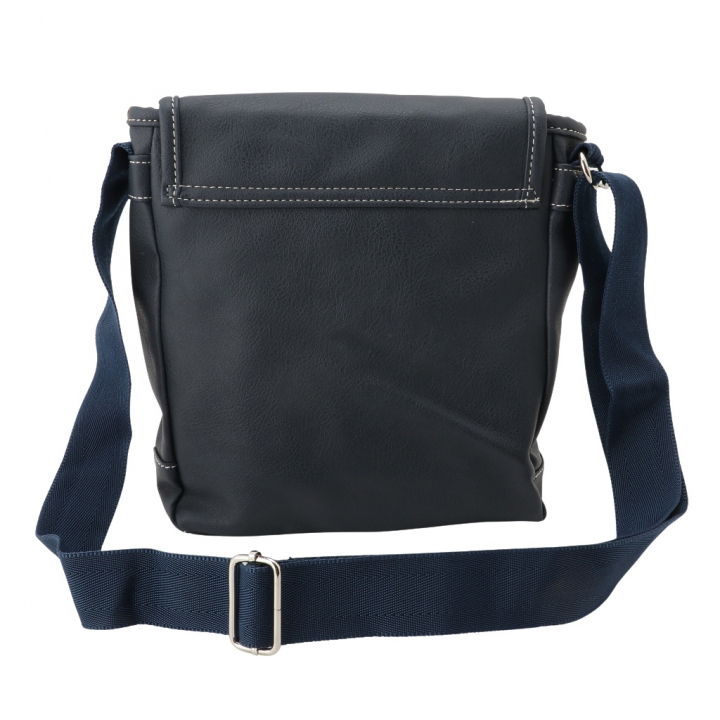 [CUBIC CORE キュービックコア] 縦型 フラップ ショルダーバッグ 合皮 軽量 ファスナー メンズ 紺 ネイビー 1870