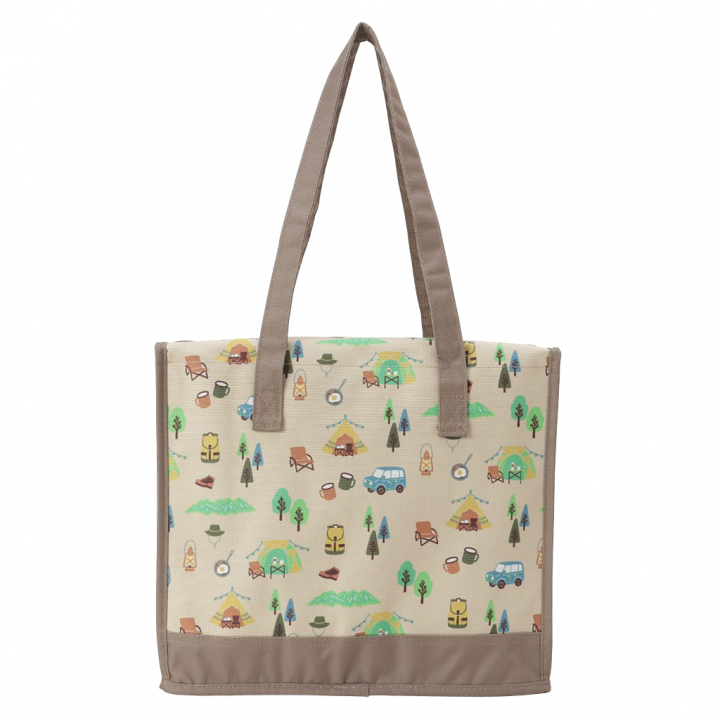  [mama fiore マーマフィオーレ] Picoteeシリーズ ピコティ BOX型 保温 保冷 トートバッグ 4WJ1 保冷バッグ ボックス型 OUTDOOR柄 レジャー キャンプ 買物 レディース ベージュ