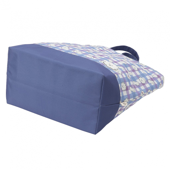 保冷バッグ トートバッグ 4WH7 [mama fiore マーマフィオーレ] Picoteeシリーズ ピコティ 保温保冷 もふもふ 犬 チェック柄 大容量 レジャー レディース ブルー