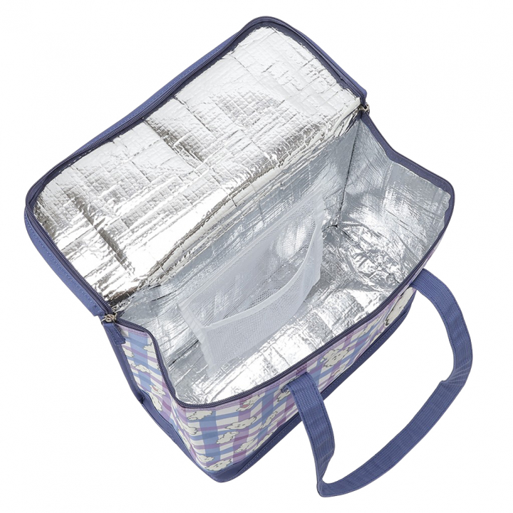  [mama fiore マーマフィオーレ] Picoteeシリーズ ピコティ BOX型 保温 保冷 トートバッグ 4WH6 保冷バッグ ボックス型 もふもふ 犬 チェック柄 かわいい レジャー レディース ブルー