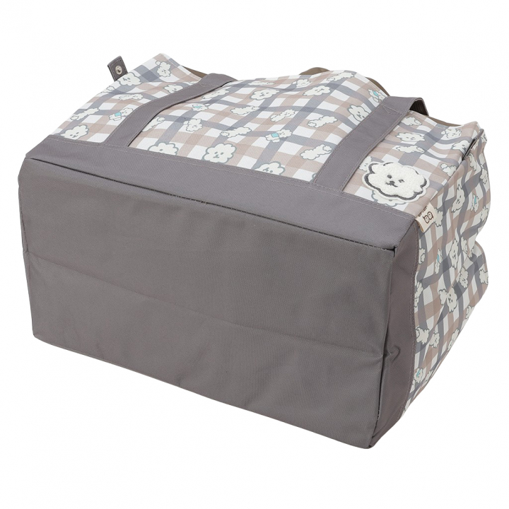 保温保冷 レジかごバッグ 4WH9 [mama fiore マーマフィオーレ] Picoteeシリーズ ピコティ 保温保冷 もふもふ犬 チェック レジカゴバッグ トートバッグ 買物 レディース ブラウン