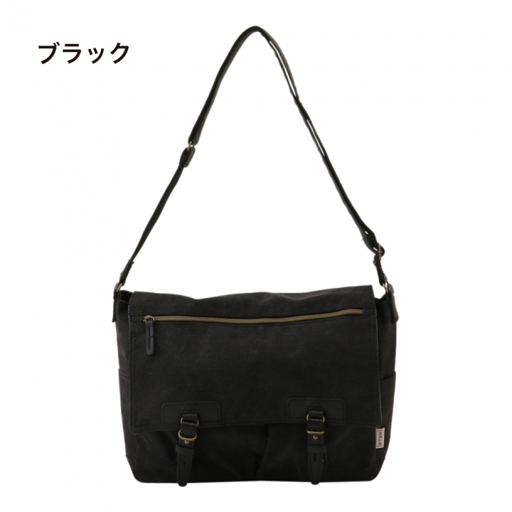 A4横型ショルダーバッグ VINTAGE2シリーズ 3X97 [帆布工房 はんぷこうぼう] 帆布 キャンバス メッセンジャーバッグ 斜めがけ メンズ レディース 牛革 ビンテージ ブランド