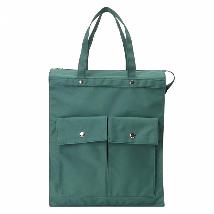 [A.O.T エーオーティー]  多機能 A4 対応トートバッグ 大容量 軽量 書類かばん 縦型 底板付き 撥水加工 男女兼用 ハンドバッグ グリーン 3420