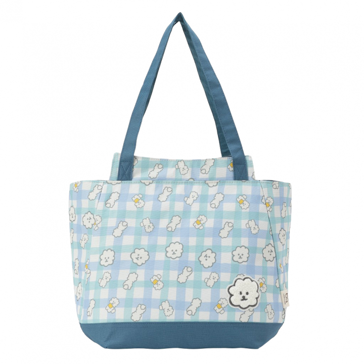 保冷バッグ トートバッグ 4WH8 [mama fiore マーマフィオーレ] Picoteeシリーズ ピコティ 保温保冷 もふもふ 犬 チェック柄 大容量 レジャー レディース グリーン