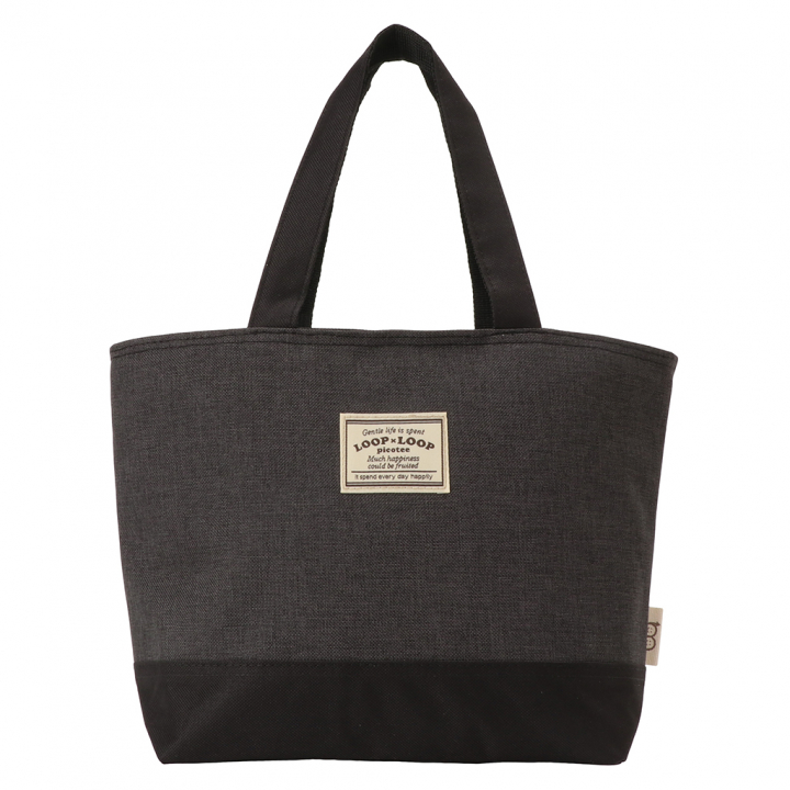  [mama fiore マーマフィオーレ] Picoteeシリーズ ピコティ 保温保冷 ランチバッグ 保冷バッグ | おしゃれ 可愛い サブバッグ 軽量 レディース メンズ 男女兼用 キッズ 弁当袋 ミニ トートバッグ 4L 便利 シンプル／ブラック