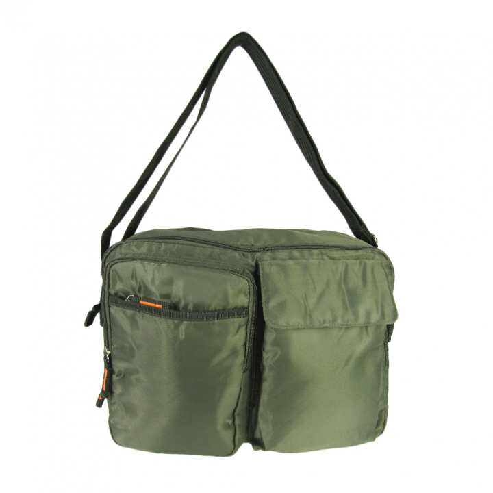 [A.O.T エーオーティー]  多機能 ショルダーバッグ ポケット 収納 便利 タウン カジュアル シンプル 無地 男女兼用 緑 カーキ 3830