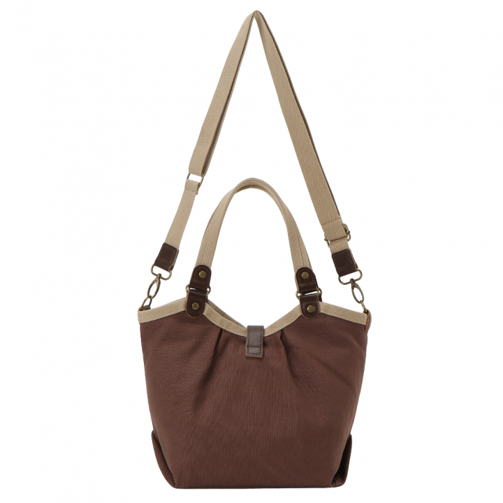 帆布工房 PEARIIシリーズ| バイカラー仕様 2WAY ハンドバッグ ショルダーバッグ 軽量 お弁当 天然素材 帆布 本革 底板付き ナチュラル カジュアル レディース はんぷこうぼう 3X40 