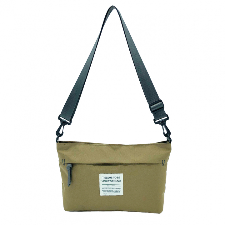 [ONE MILEシリーズ] 横長 ファスナー付きショルダーバッグ | 軽量 ポシェット サブバッグ シンプル アウトドア 茶 ブラウン 4X30