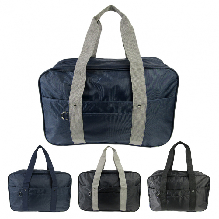 [A.O.T エーオーティー] A4対応 シンプル スクールバッグ スクバ 通学用 サブバッグ 横向き  学校 通学かばん 学生 生徒 男女兼用 黒×灰 ブラック×グレー 3387