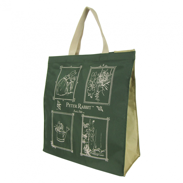 スクエアトートバッグ (M) 0647-03 [PETER RABBIT(TM) ピーターラビット(TM)] 軽量 A4 買い物 底板付き スクエア型 サブバッグ お稽古 うさぎ