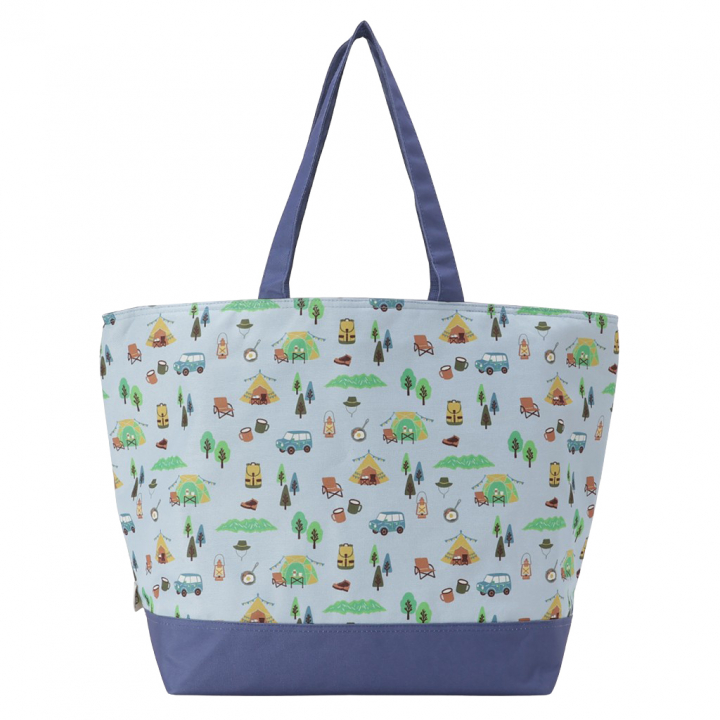 保冷バッグ トートバッグ 4WJ2 [mama fiore マーマフィオーレ] Picoteeシリーズ ピコティ 保温保冷 OUTDOOR柄 大容量 レジャー キャンプ レディース ブルー