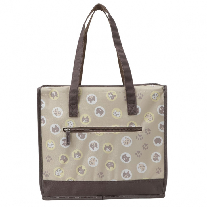  [mama fiore マーマフィオーレ] Picoteeシリーズ ピコティ BOX型 保温保冷トートバッグ 4WA1 | レジャー ネコ柄 猫 かわいい キャラクター 軽量 レディース トートバッグ 猫グッズ 便利 お買い物 ドット ベージュ