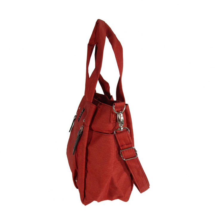 11ポケット 2WAY ショルダーバッグ| レディース 軽量 トートバッグ ななめ掛け 女性 大人 多機能 サブバッグ 買い物 レジャー デイリー シンプル 無地 赤 オレンジレッド 4509