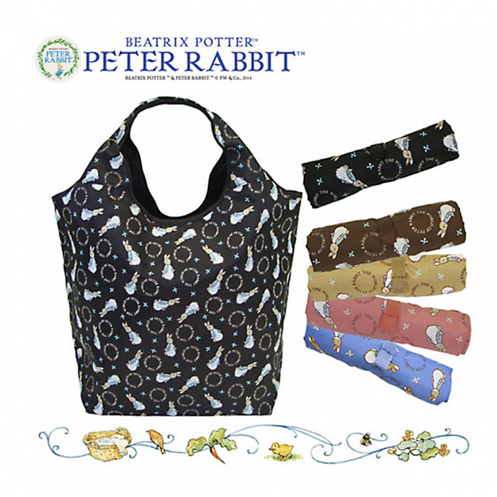 コンパクトショッピングバッグ (L) 0636 [PETER RABBIT(TM) ピーターラビット(TM)] エコバッグ トート 折りたたみ 軽量 A4 うさぎ マルシェバッグ 00ピンク