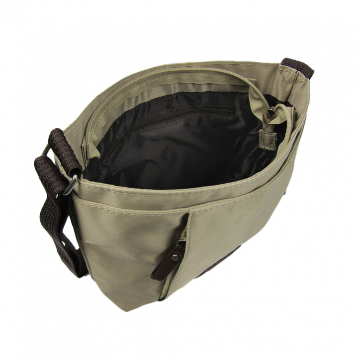 [Sofia Valentino ソフィアバレンチノ] 縦ファスナー ポケット付 ショルダーバッグ｜レディース 多機能 ななめ掛け ベージュ 4874