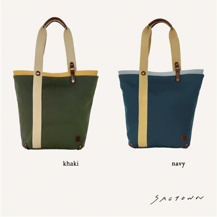 帆布工房 LAYEREDシリーズ | A4対応 国産帆布 レイヤード トートバッグ 日本製 緑×黄色 カーキ 3J40