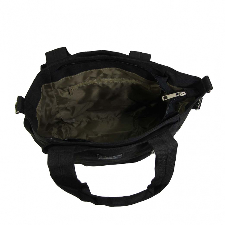 11ポケット 2WAY ショルダーバッグ| レディース 軽量 トートバッグ ななめ掛け 女性 大人 多機能 サブバッグ 買い物 レジャー デイリー シンプル 無地 黒 ブラック 4509