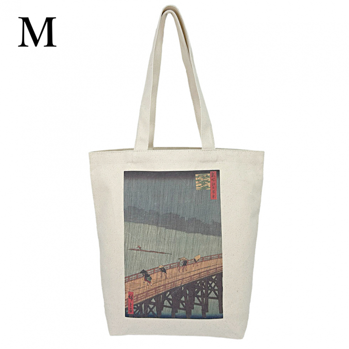 トートバッグ 9084 [Palette Pop パレットポップ] 浮世絵 錦絵 和風 名画 葛飾北斎 歌川広重 東洲斎写楽 一楽亭栄水 喜多川歌麿 楊洲周延 A4 帆布 男女兼用 メンズ レディース エコバッグ 買い物バッグ M 名所江戸百景大はしあたけの夕立