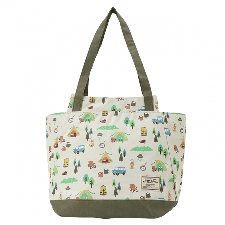 保冷バッグ トートバッグ 4WJ3 [mama fiore マーマフィオーレ] Picoteeシリーズ ピコティ 保温保冷 OUTDOOR柄 大容量 レジャー キャンプ レディース カーキ