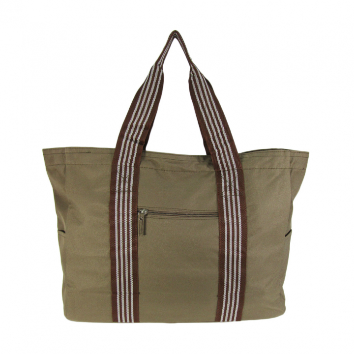 ファスナー付 ビッグ ラインベルト トートバッグ 全4色 |  A3 対応 肩掛け カジュアル 大きい お稽古 レッスンバッグ 軽量  男女兼用 マチ付き シンプル 茶 ブラウン 3W57