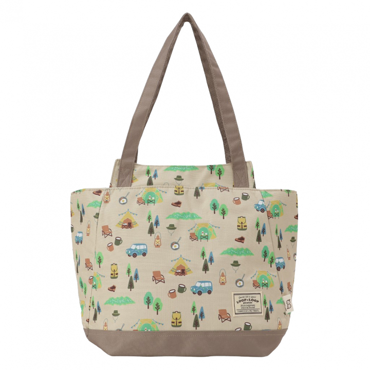 保冷バッグ トートバッグ 4WJ3 [mama fiore マーマフィオーレ] Picoteeシリーズ ピコティ 保温保冷 OUTDOOR柄 大容量 レジャー キャンプ レディース ベージュ