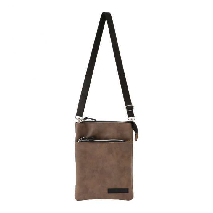 [CUBIC CORE キュービックコア] サコッシュ ショルダーバッグ 軽量 ショルダー 斜めがけ シンプル くすみカラー 薄マチ 収納力 大容量 茶 ブラウン 1E31