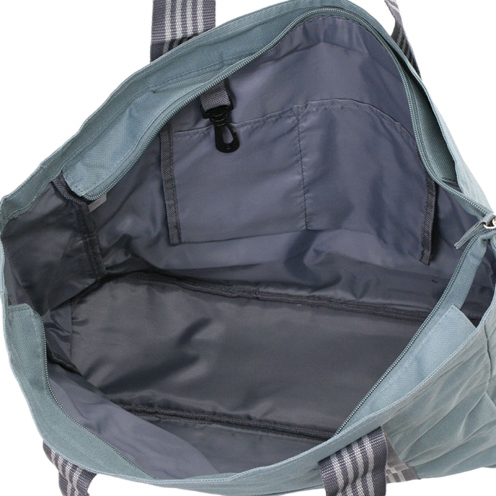 ファスナー付 ビッグ ラインベルト トートバッグ 全4色 |  A3 対応 肩掛け カジュアル 大きい お稽古 レッスンバッグ 軽量  男女兼用 マチ付き シンプル 灰 グレー 3W57