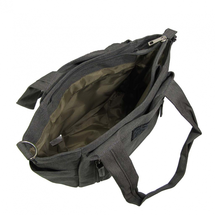 11ポケット 2WAY ショルダーバッグ| レディース 軽量 トートバッグ ななめ掛け 女性 大人 多機能 サブバッグ 買い物 レジャー デイリー シンプル 無地 灰 グレー 4509