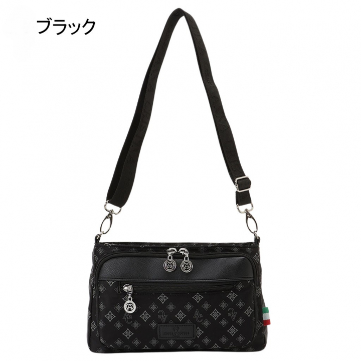 [ANNA CRISTINA アンナクリスティーナ]  モノグラム ウォレットショルダー バッグ |多機能 2WAY バッグインバッグ ポケット充実 お出かけ 通院 レディース 灰 グレー 4A38