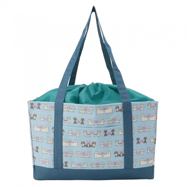 レジかごバッグ 4WG9 [mama fiore マーマフィオーレ] Picoteeシリーズ ピコティ 保温保冷 ねこ柄 ネコ柄 コンパクトレジカゴバッグ トートバッグ 買物 レディース グリーン