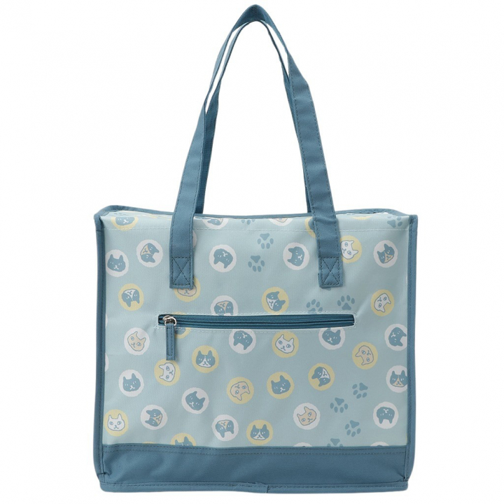  [mama fiore マーマフィオーレ] Picoteeシリーズ ピコティ BOX型 保温保冷トートバッグ 4WA1 | レジャー ネコ柄 猫 かわいい キャラクター 軽量 レディース トートバッグ 猫グッズ 便利 お買い物 ドット グリーン