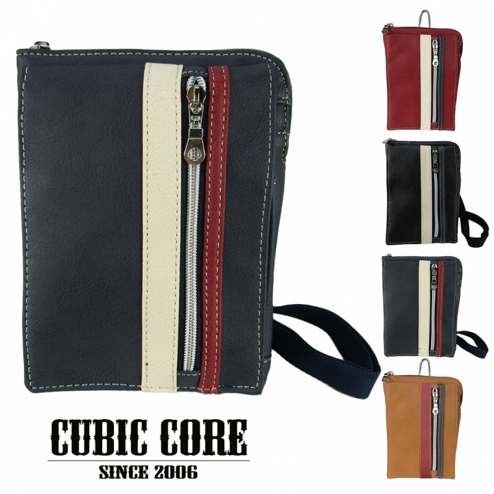 [CUBIC CORE キュービックコア]  3WAY シザーバッグ 合皮 カラビナ付 ベルトループ付 スマホ ショルダー 赤 レッド  1868