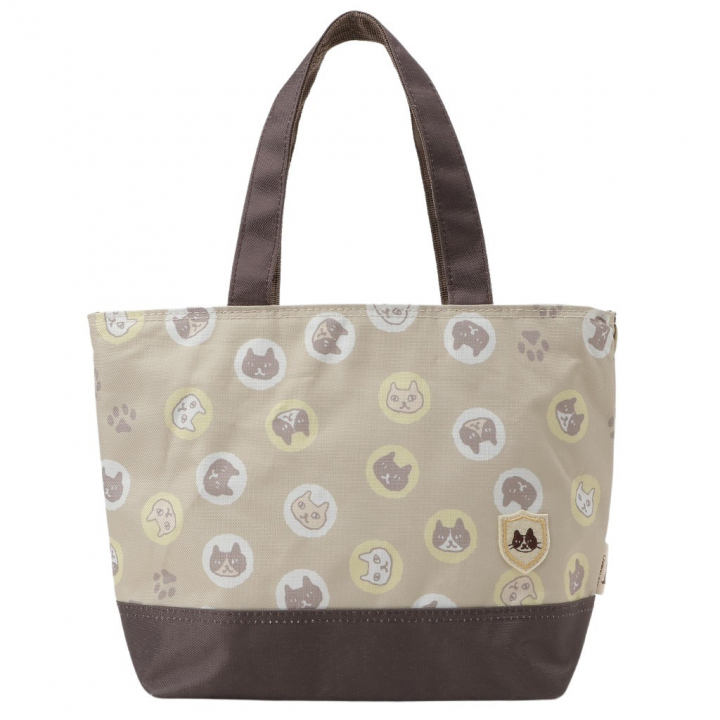  [mama fiore マーマフィオーレ] Picoteeシリーズ ピコティ 保温保冷 ランチバッグ 保冷バッグ | おしゃれ 可愛い サブバッグ 軽量 レディース キッズ 弁当袋 ミニ トートバッグ 4L 便利 ネコドット／ベージュ