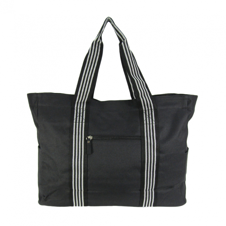 ファスナー付 ビッグ ラインベルト トートバッグ 全4色 |  A3 対応 肩掛け カジュアル 大きい お稽古 レッスンバッグ 軽量  男女兼用 マチ付き シンプル 黒 ブラック 3W57