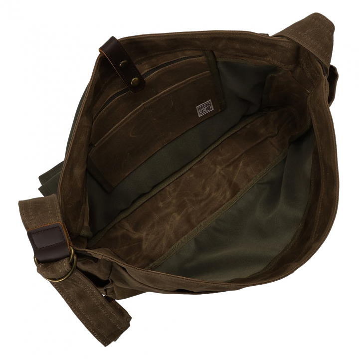 帆布工房 HUSKYII  シリーズ 全３色 | B4対応 帆布ショルダーバッグ パラフィン加工 撥水 天然素材 帆布 キャンバス 旅行 通学 男女兼用 タブレット カーキ 3X27