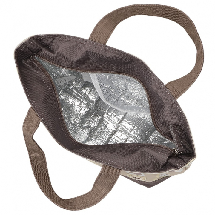  [mama fiore マーマフィオーレ] Picoteeシリーズ ピコティ 保温保冷 ランチバッグ 保冷バッグ | おしゃれ 可愛い サブバッグ 軽量 レディース キッズ 弁当袋 ミニ トートバッグ 4L 便利 ネコドット／ベージュ