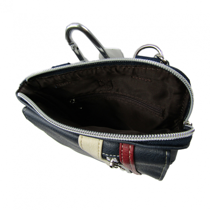 [CUBIC CORE キュービックコア]  3WAY シザーバッグ 合皮 カラビナ付 ベルトループ付 スマホ ショルダー 紺 ネイビー 1868