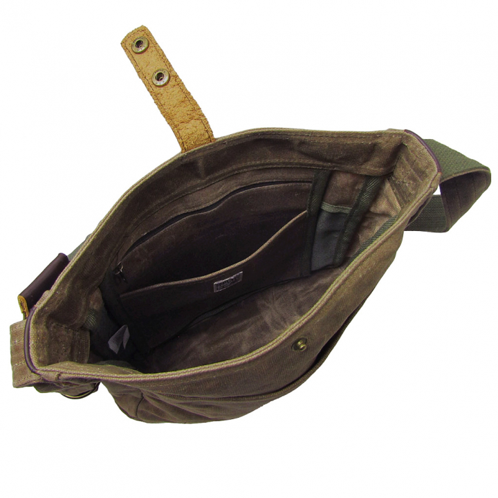 帆布工房 HUSKYII シリーズ 全３色 | B5対応 帆布ショルダーバッグ パラフィン加工 撥水 天然素材 帆布 キャンバス 旅行 通学 男女兼用 頑丈 はんぷこうぼうカーキ 3X25