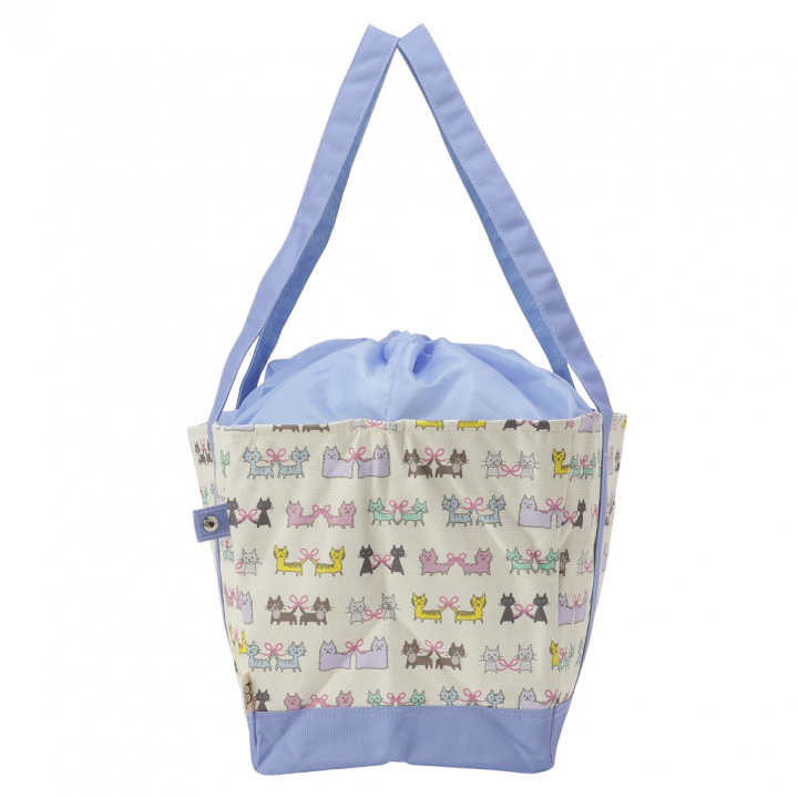 レジかごバッグ 4WG9 [mama fiore マーマフィオーレ] Picoteeシリーズ ピコティ 保温保冷 ねこ柄 ネコ柄 コンパクトレジカゴバッグ トートバッグ 買物 レディース ブルー